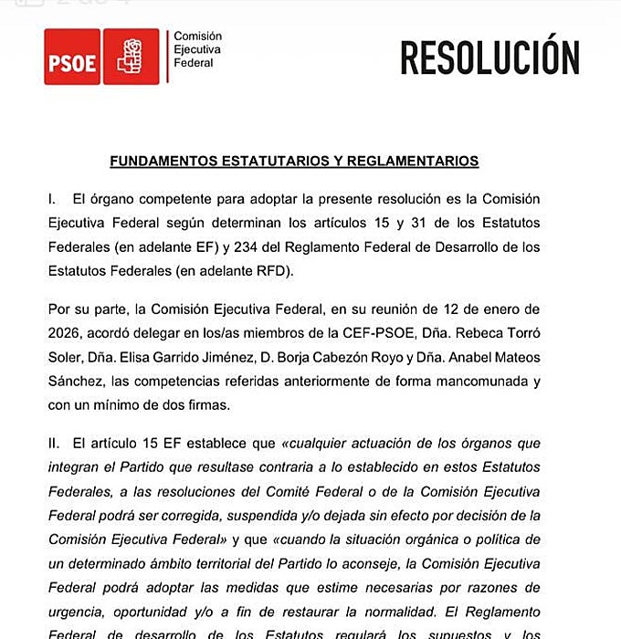 La carta que ha enviado Ferraz a los diputados socialistas de Ceuta.